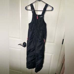 Kids Black Snow Bib Overall Pants 6x